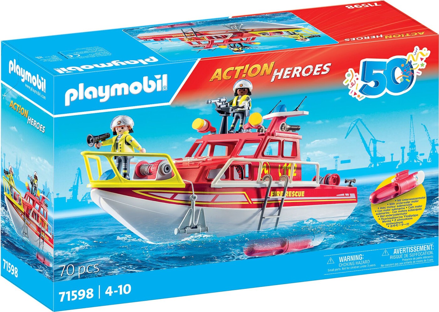 Playmobil Action Heroes - Brandslukningsbåd - 50 år - 71598