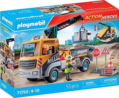Playmobil Action Heroes - Byggelastbil Med Kran - 71750