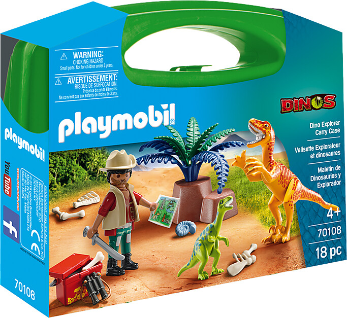 Billede af Playmobil Dinos - Dinosaur Udforsker Sæt Med Kuffert - 70108