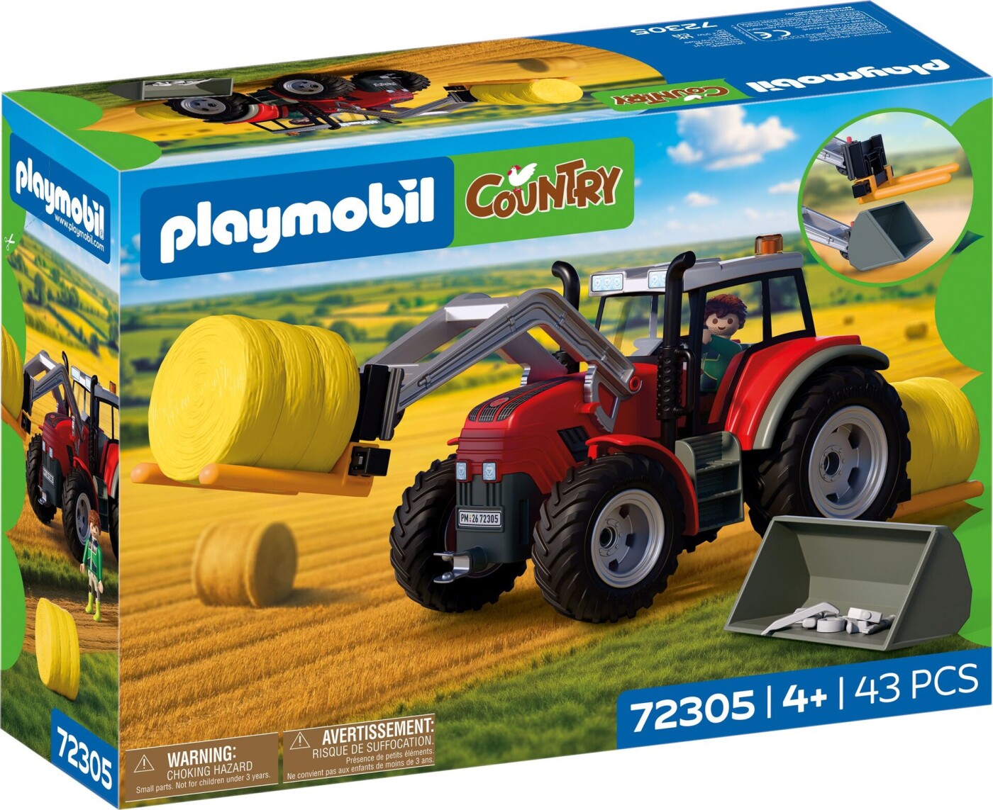 Playmobil 72305 - Large Tractor With Hay Bales - Country