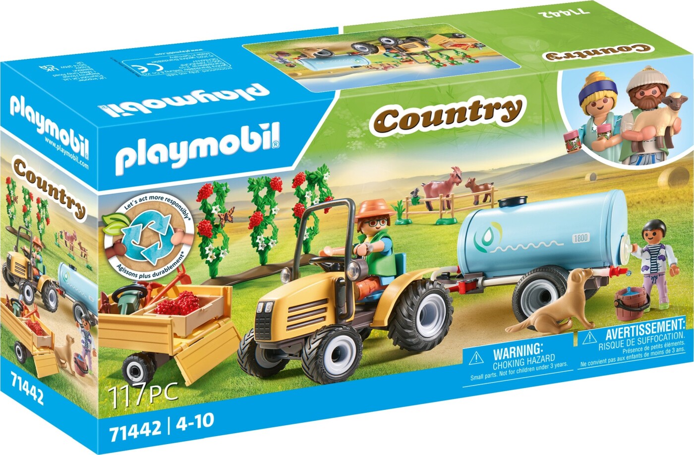 Playmobil Country - Traktor Med Anhænger Og Vandtank - 71442