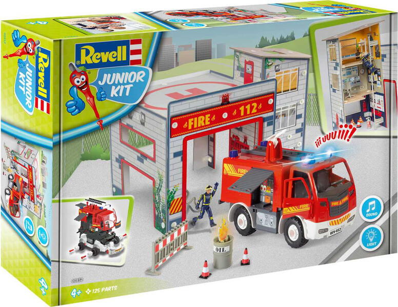 Revell Junior Kit - Brandstation Med Brandbil - 1:20 - 125 Dele