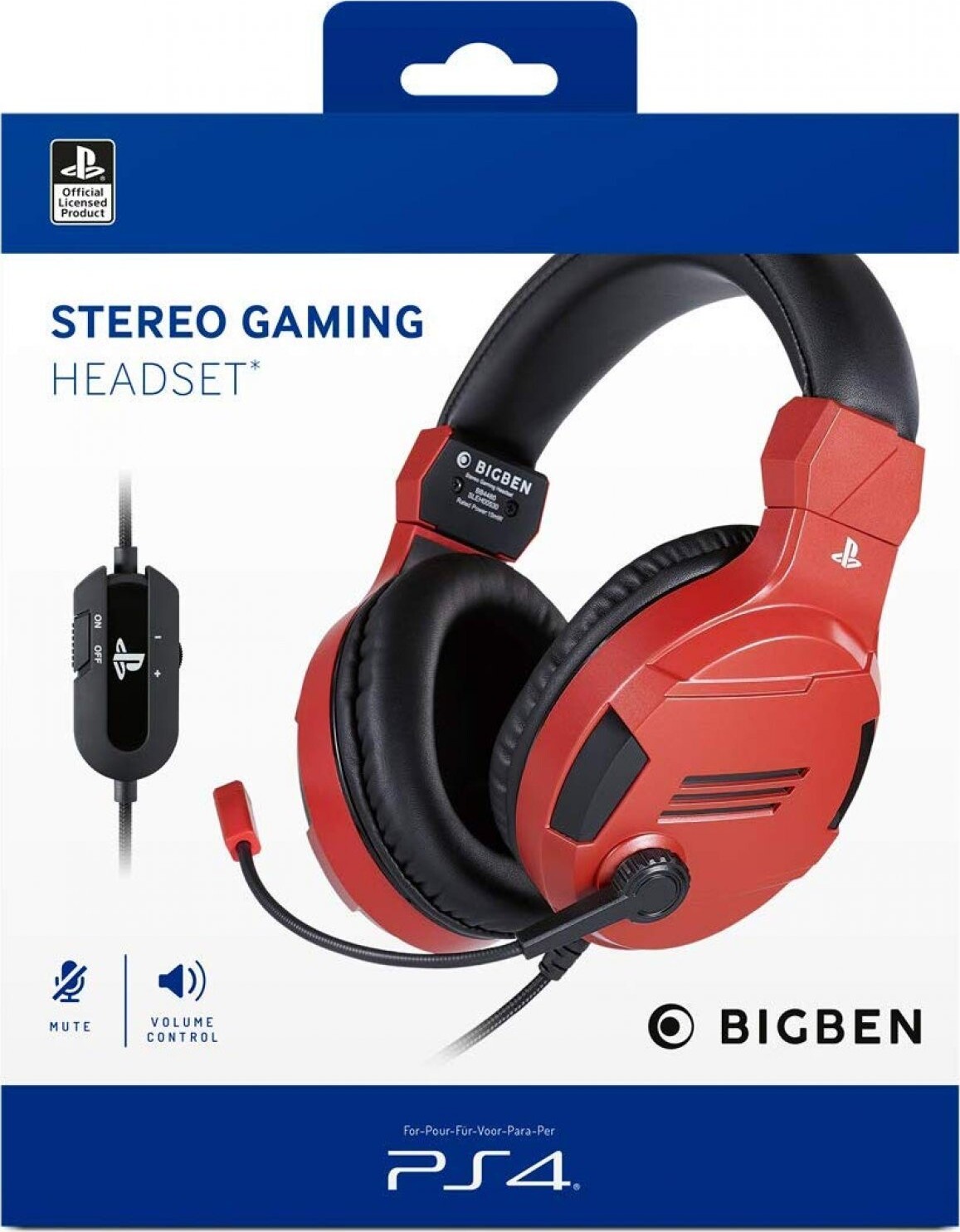bigben Gaming Headset Med Mikrofon Til Ps4 Pc Mac - Bigben V3 Rød