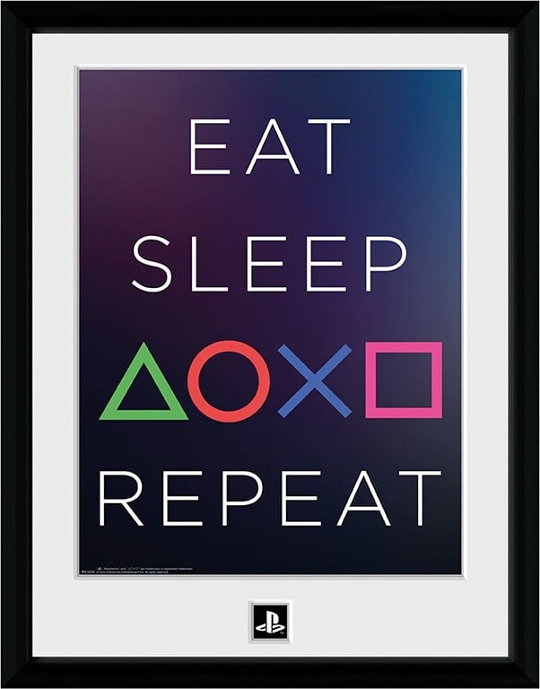 Billede af Playstation - Plakat Med Ramme - Eat Sleep Repeat - 30x40 Cm