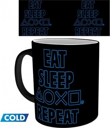 Billede af Playstation - Mug Heat Change - 320 Ml - Eat Sleep Repeat