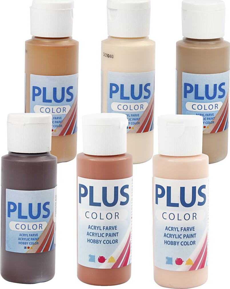 Se Plus Color Hobbymaling - Assorterede Farver - 6x60 Ml hos Gucca.dk