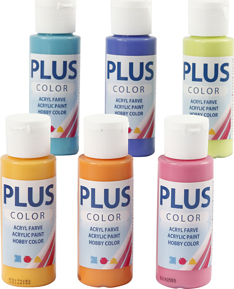 Plus Color Hobbymaling - Akrylfarver - Colorful Sæt - 6x60 Ml