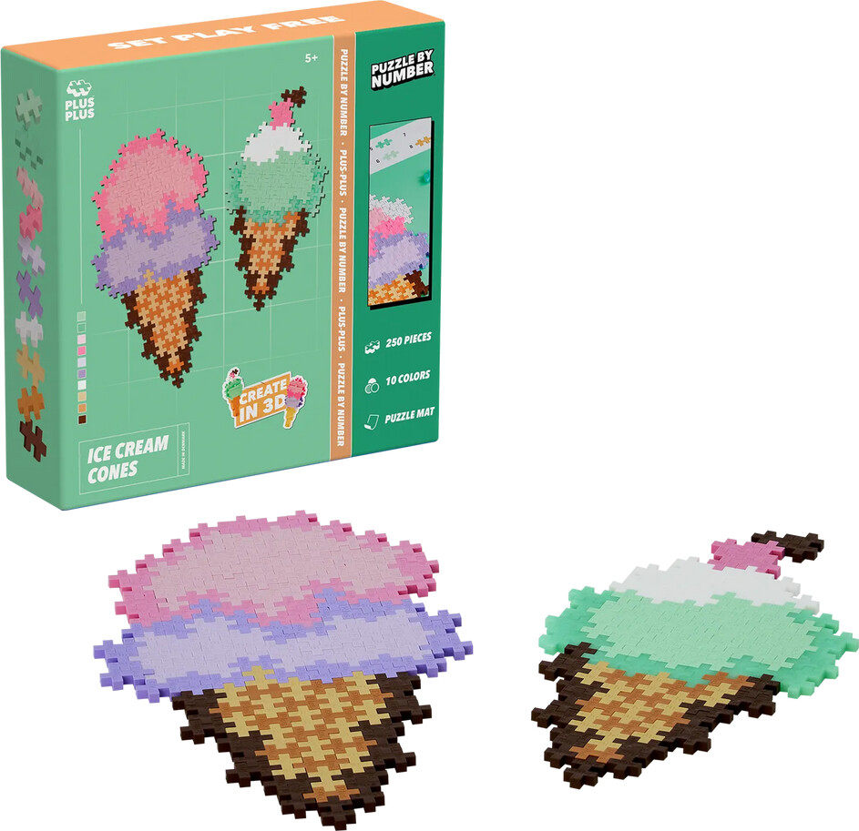 Plus-Plus Puzzle By Number - 250 stk. - Ice Cream Cones