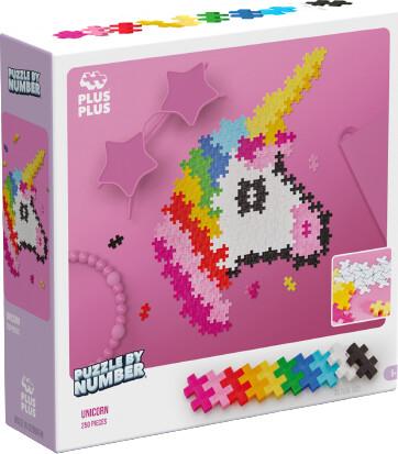 Plus-plus - Puzzle By Number - Puslespil - Enhjørning - 250 Brikker