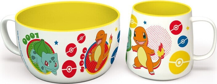 Pokemon - Breakfast Set Mug + Bowl - Pikachu & Kanto Starters