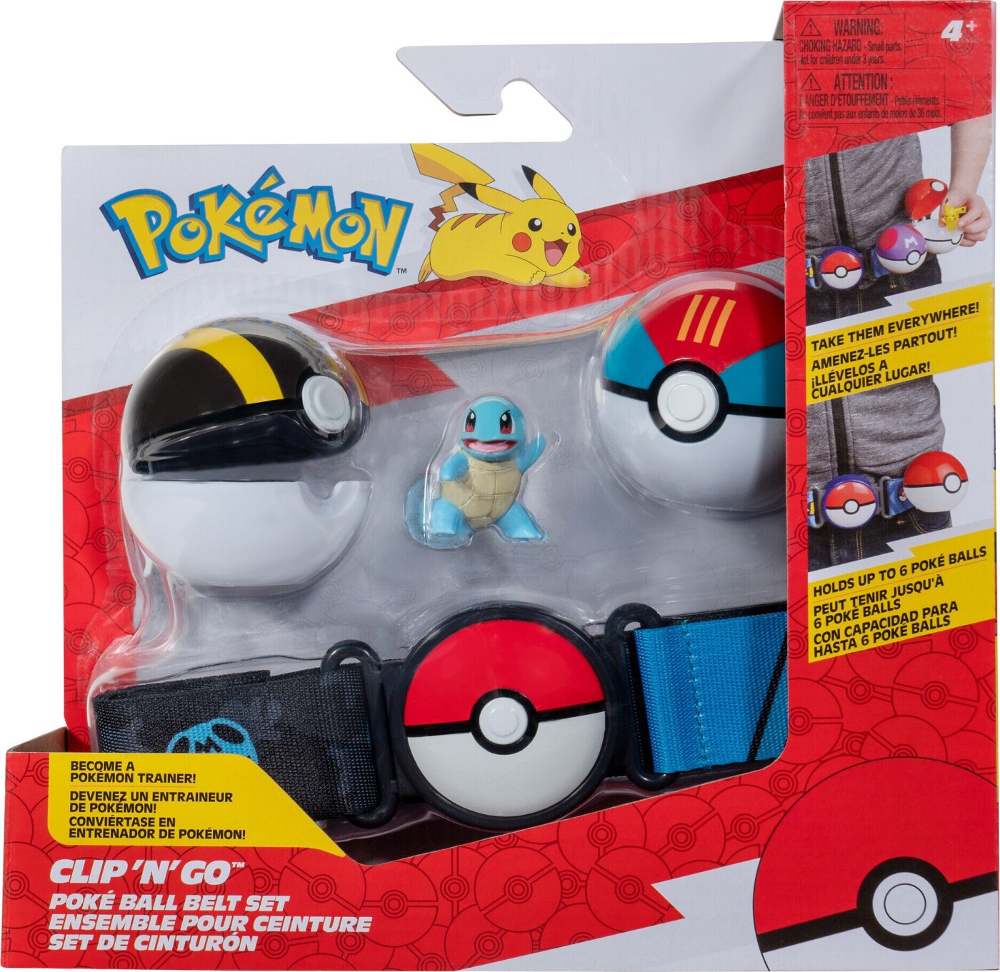 Pokémon - Clip 'n' Go - Bælte Pokéball Sæt Med Squirtle