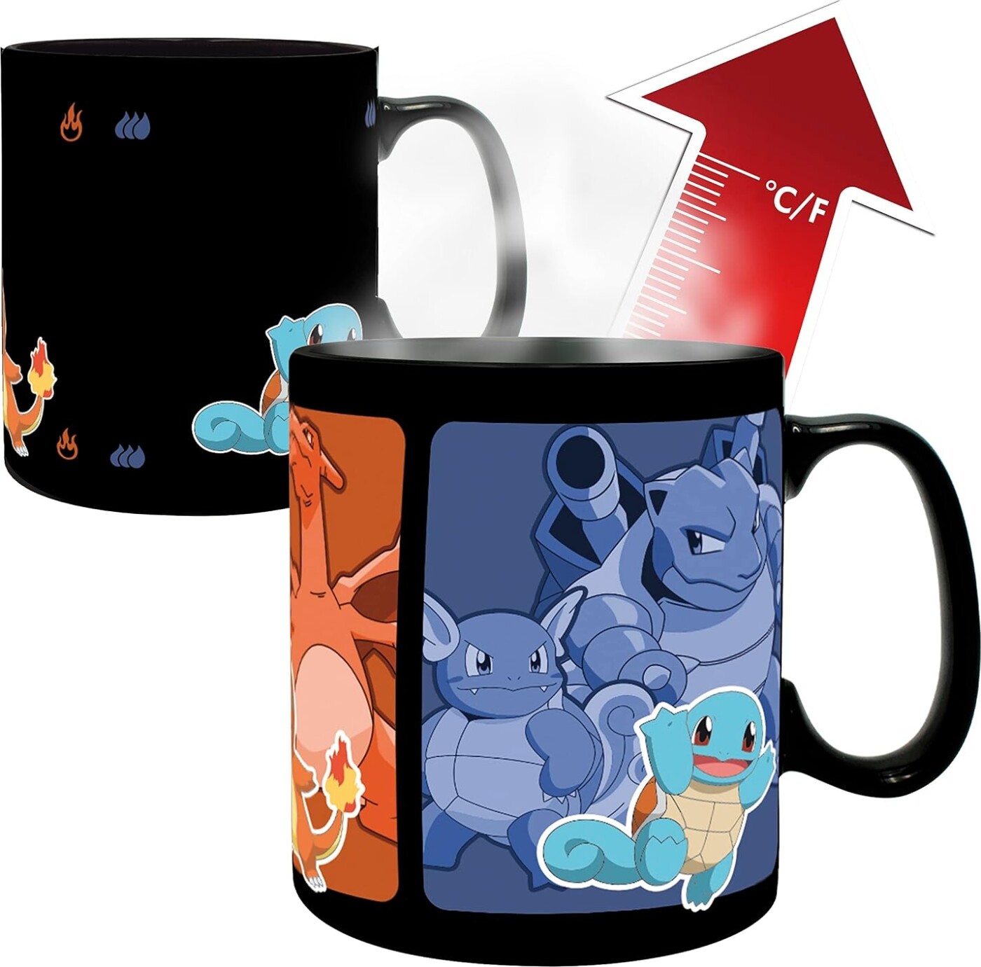 Pokemon - Heat Change Mug - Gotta Catch 'Em All! (Kanto Starters) 460ml