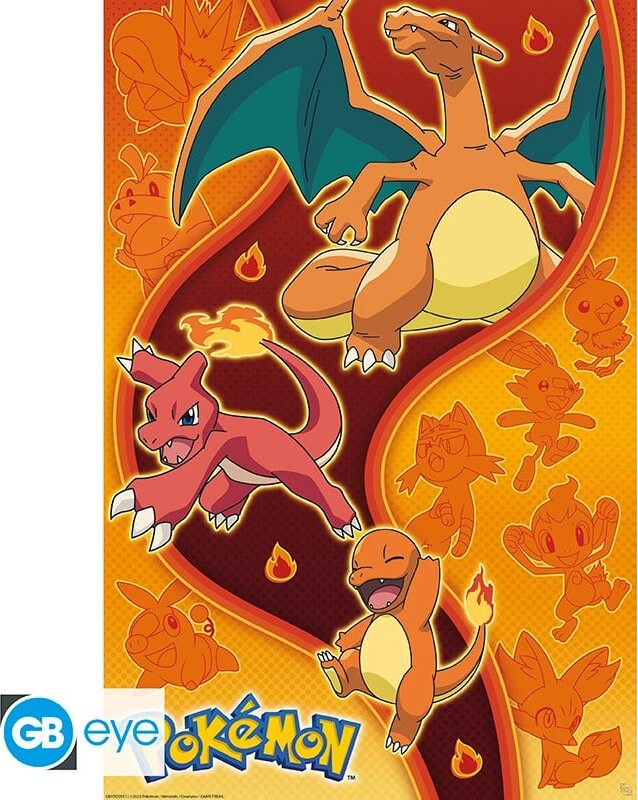 Se Pokémon Plakat - Fire Type - Maxi - 91,5x61 Cm - Fire Type hos Gucca.dk