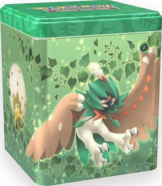 Pokémon - Tin Box Til Kort Inkl. 3 Booster Packs Og Mønt Grøn