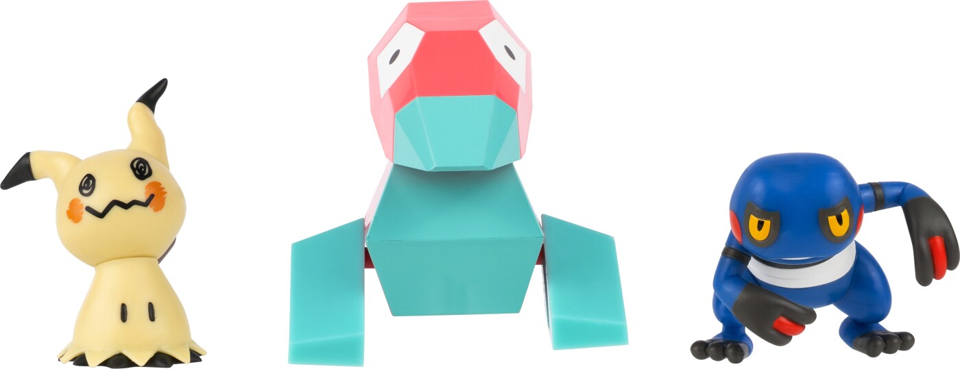 Pokémon - 3 Figurer - Battle Figure Set - Mimikyu, Porygon & Croagunk