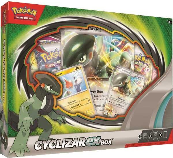 Se Pokemon ex Box: Cyclizar ex (2023) (4 Boosters) hos Gucca.dk