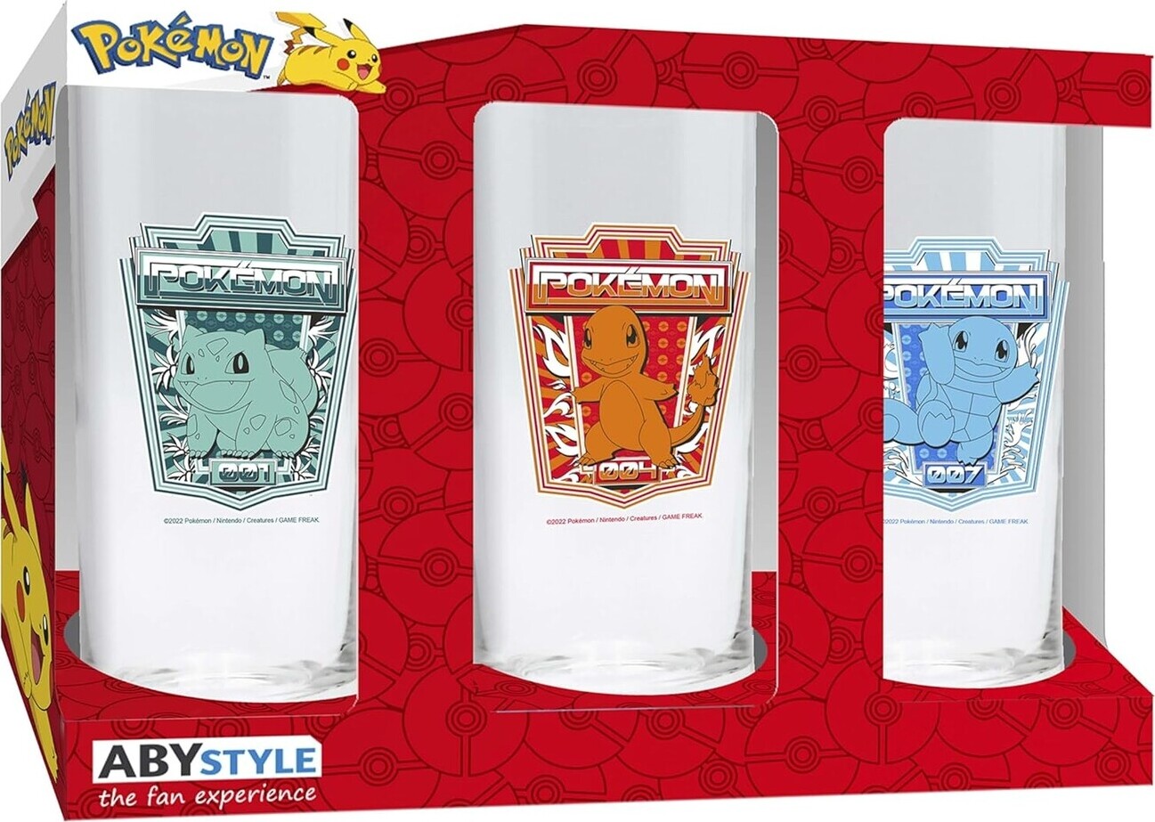 Pokémon - Glas Sæt - Bulbasaur Charmander Squirtle 3x290 Ml - Abystyle Studio