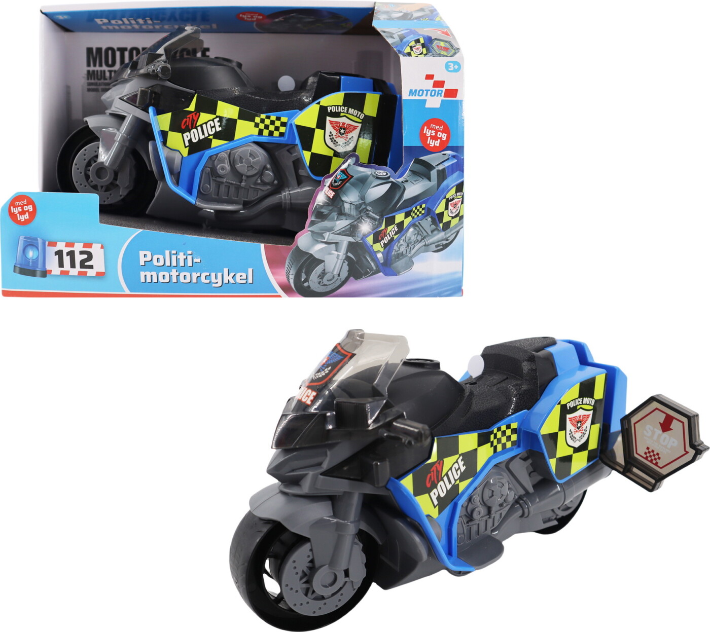 Politimotorcykel Legetøj Med Lys Og Lyd