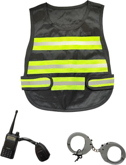 Politivest Med Refleks Striber - Walkie Og Håndjern - Legetøj