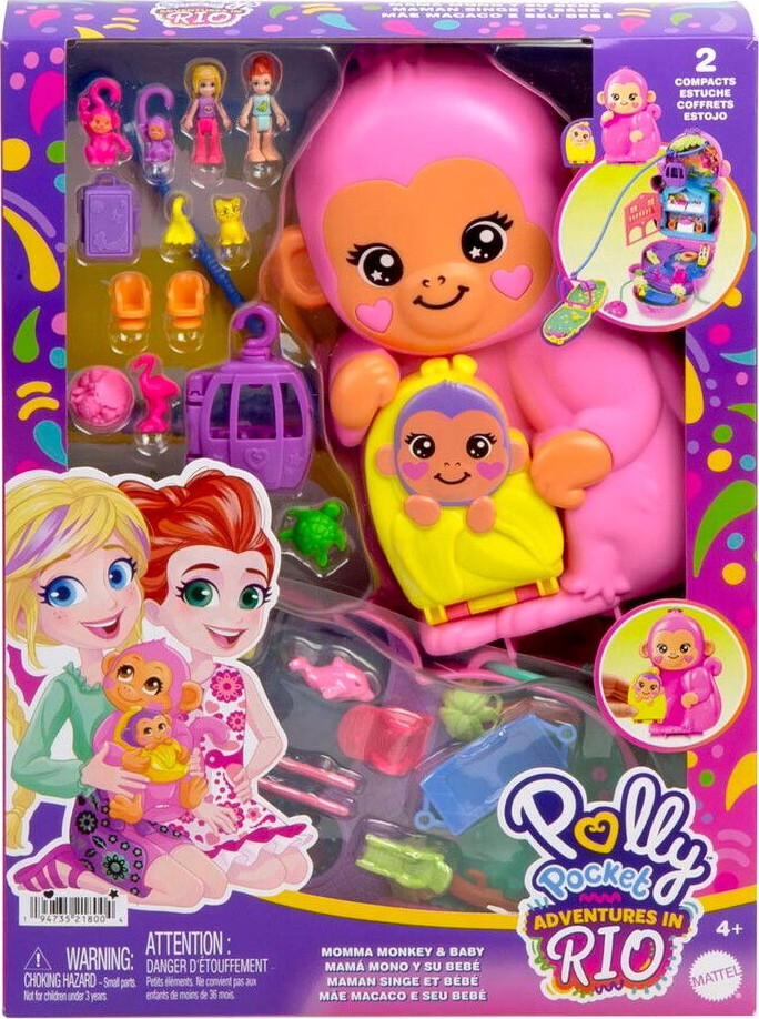 Polly Pocket - Adventures In Rio - Momma Monkey & Baby - Mattel