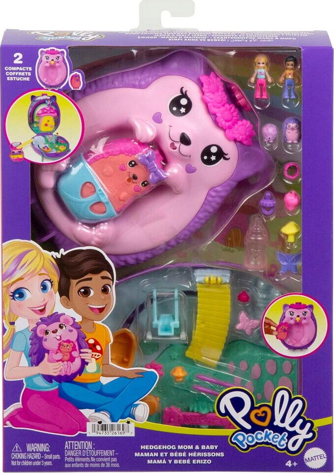 Polly Pocket - Hedgehog Mom & Baby - Figur Sæt - Mattel Jbj91