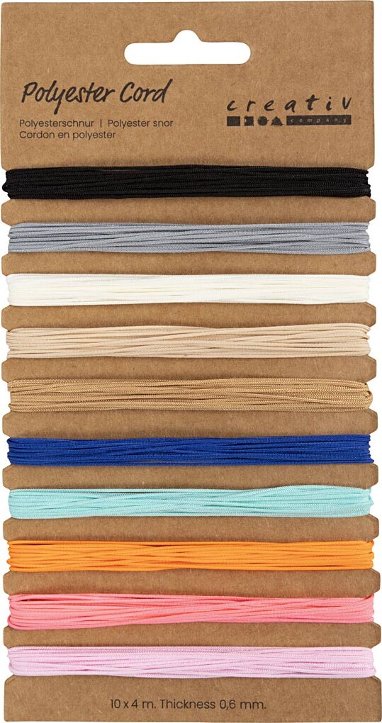 Polyester Snor - 0,6 Mm - Forskellige Farver - 10x4m