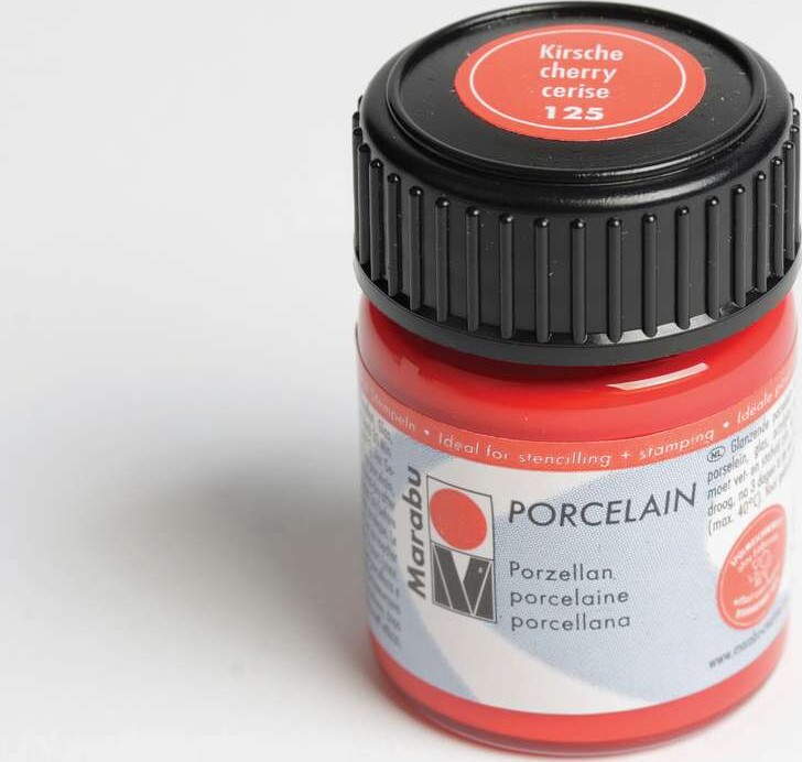 Glas Og Porcelænsmaling - Kirsebær Rød - Porcelain & Glass Glossy - 15 Ml - Marabu