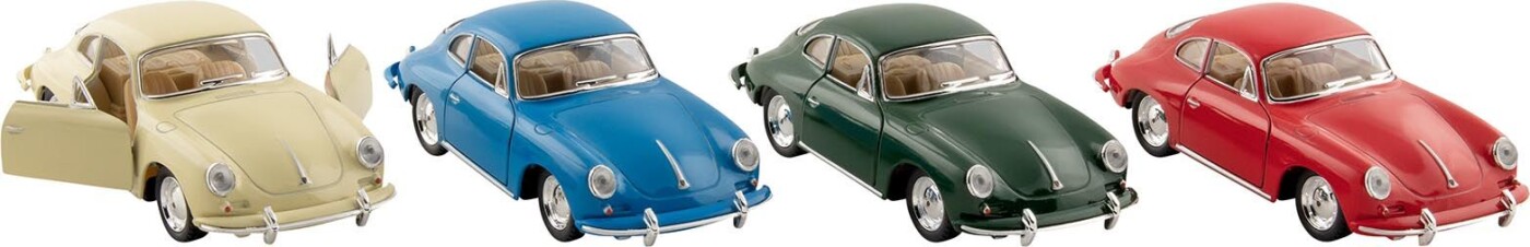 Porsche 356 B Carrera 2, Die - Cast - 1:32 Med Pullback - Assorteret