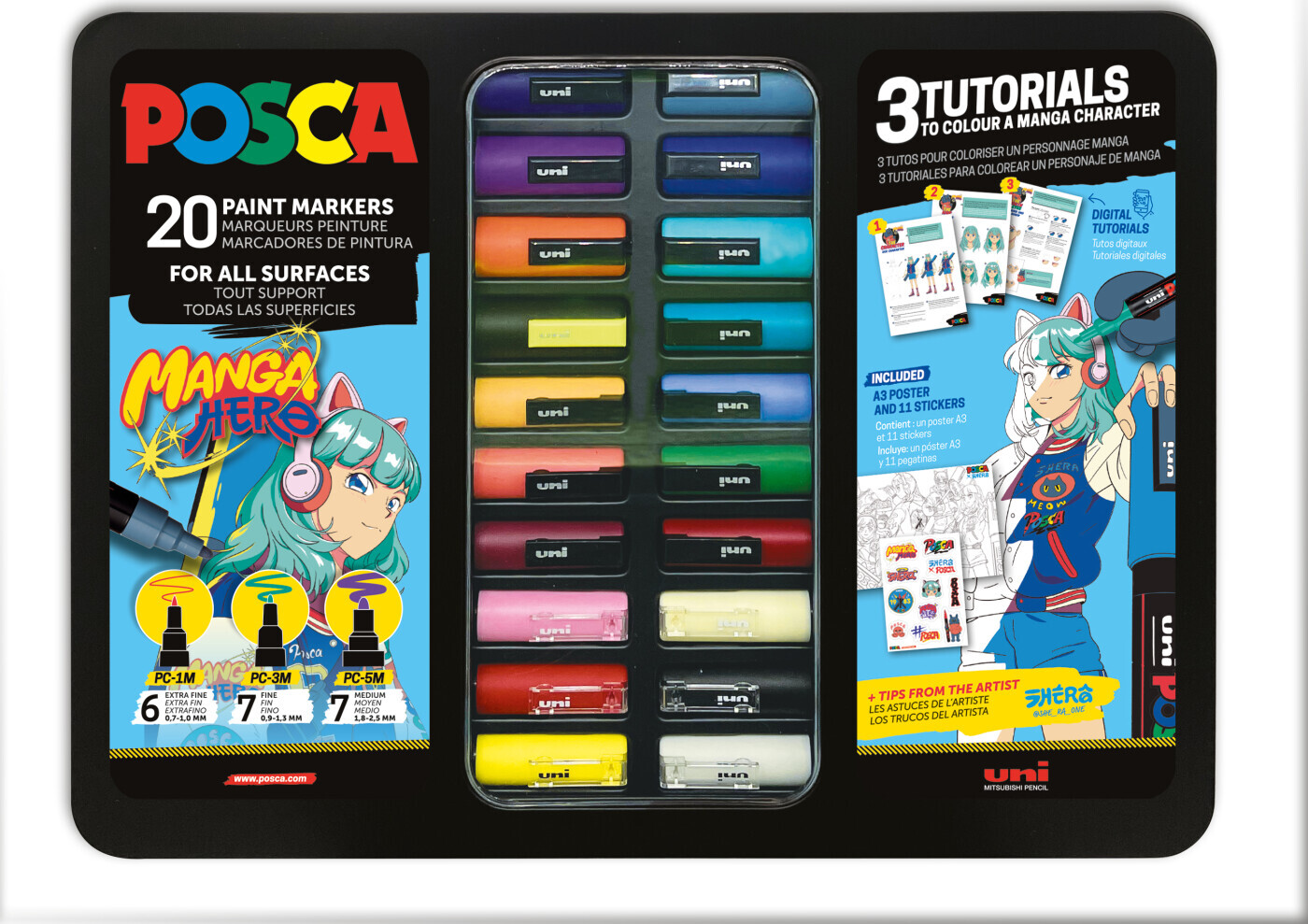 Posca - Metal æske - Manga Hero, 20 Stk