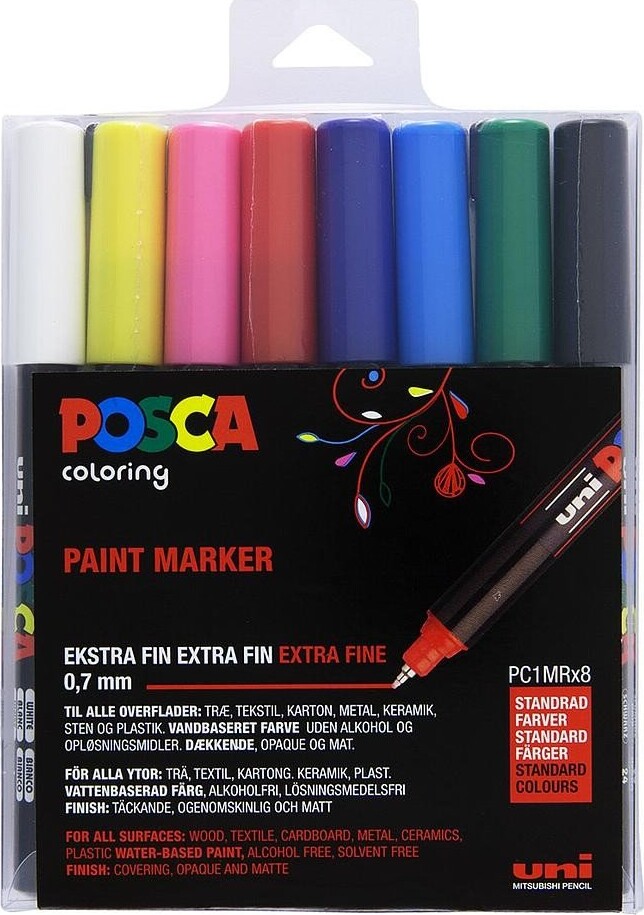 Billede af Posca Penne - Extra Fin - Sæt Med 8 Basis Farver hos Gucca.dk