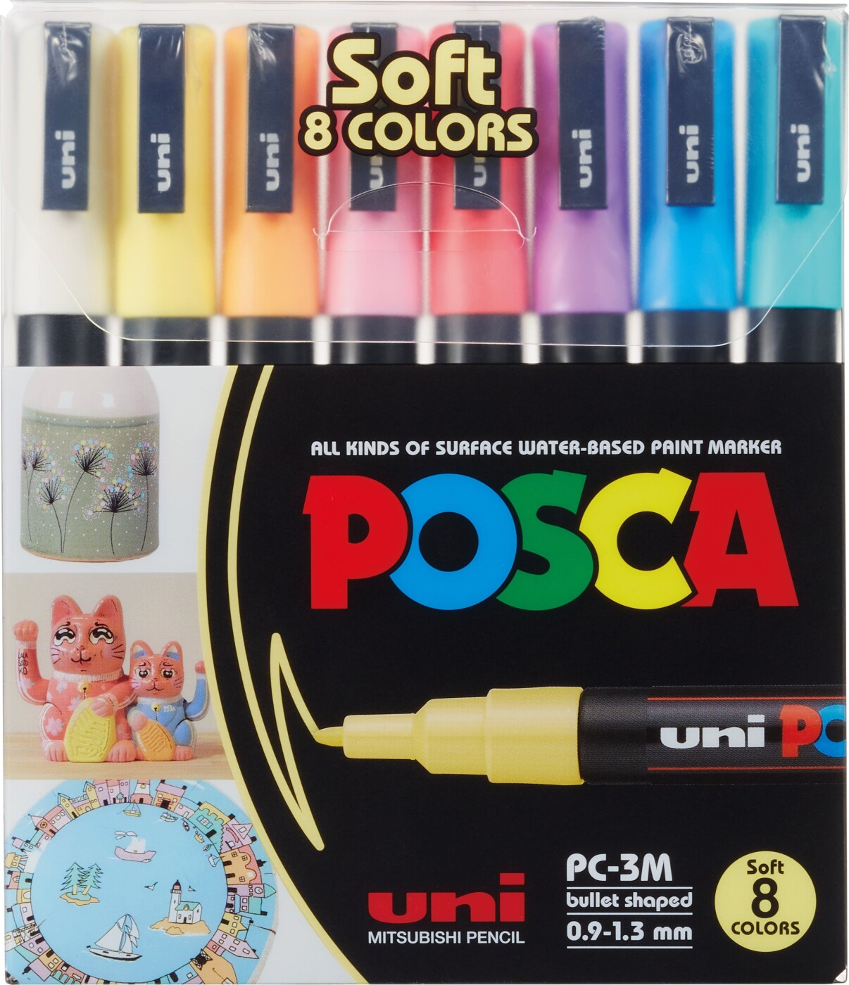 Billede af Posca - Pc3m - Fin Tip Pen - Soft Colors, 8 Stk hos Gucca.dk