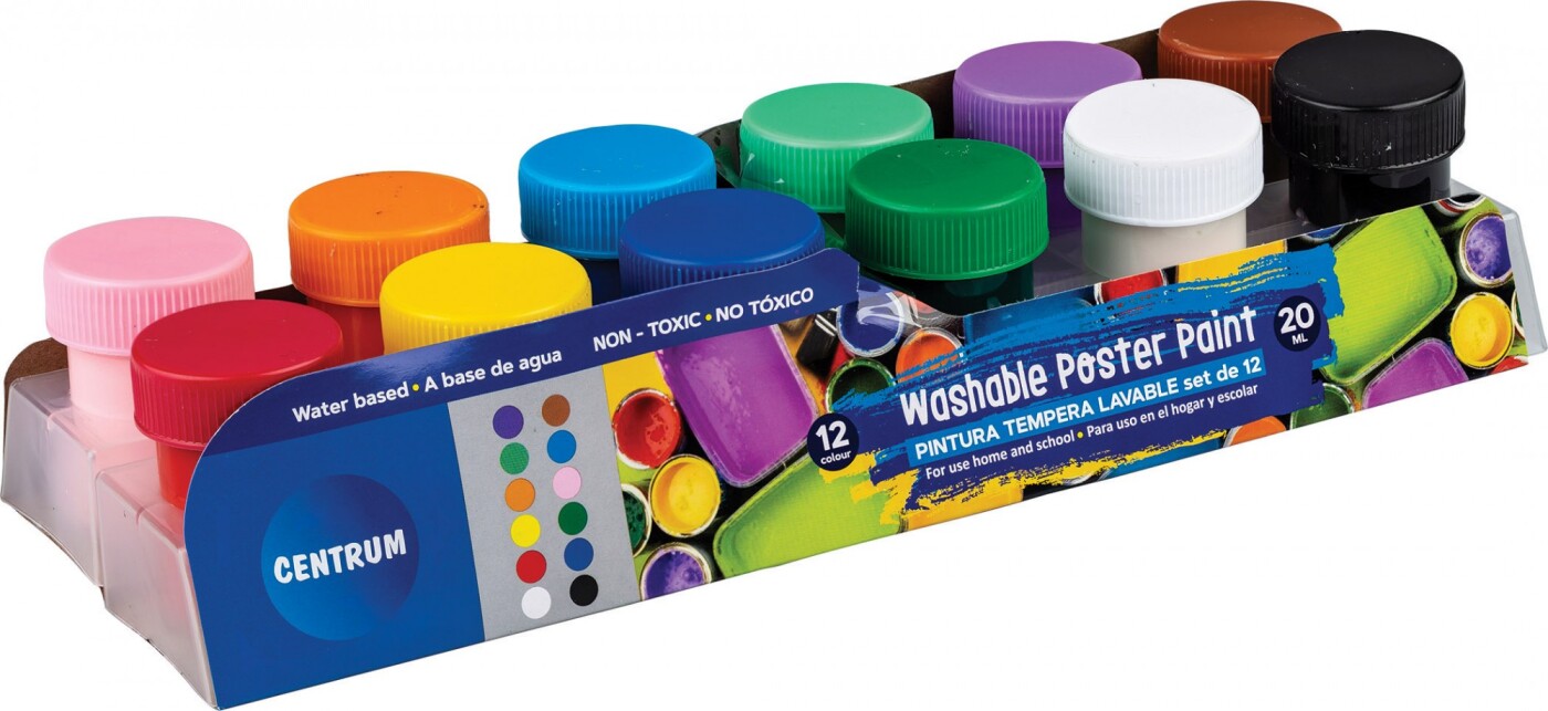 Poster Paints 12 Stk 20 Ml - Dåser Assorterede - Centrum