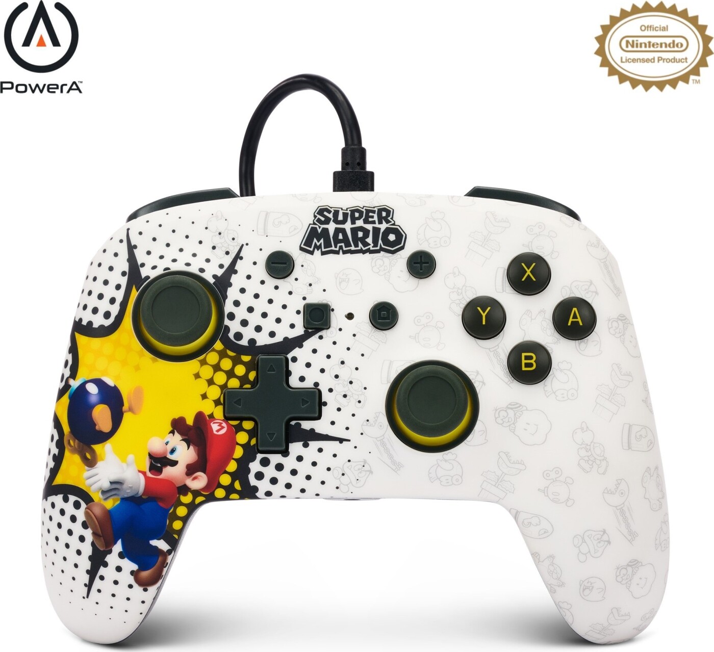 Powera Enhanced Wired Controller For Nintendo Switch - Bob-omb Blast