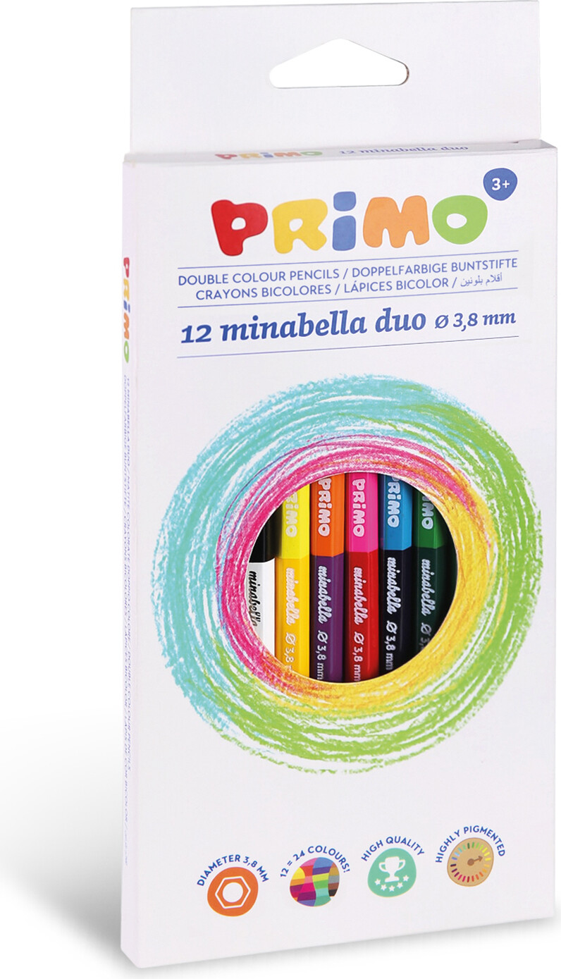 Primo - Farveblyanter 12 Stk - Minabella - Dobbeltsidet