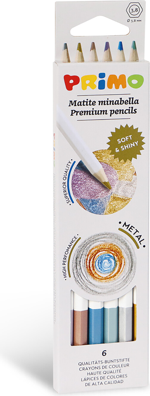 Primo - Farveblyanter 6 Stk - Minabella - Metallic