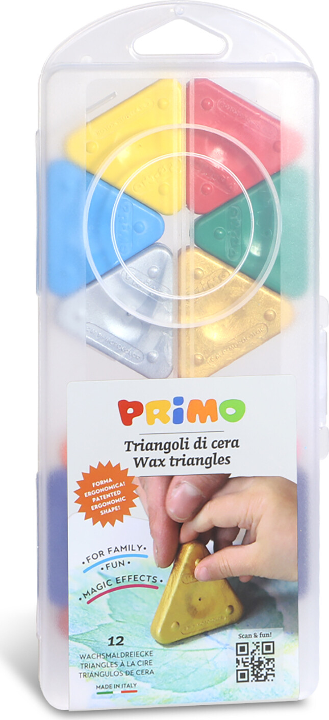 Primo - Farvekridt Af Voks 12 Stk - Trekantede