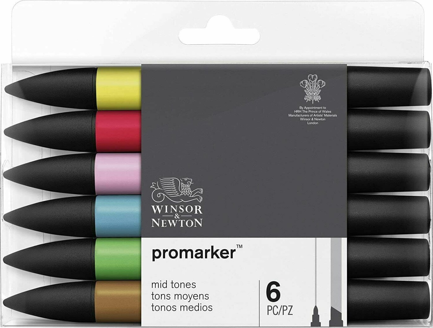 Winsor & Newton - Promarker Tusser - Medium Toner - 6 Farver