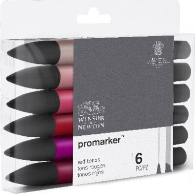 Winsor & Newton - Promarker Tusser - Røde Toner - 6 Farver