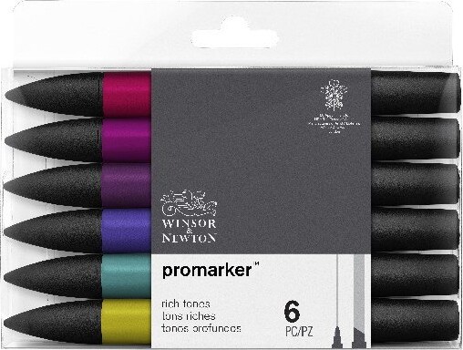 Winsor & Newton - Promarker Tusser - Rige Toner - 6 Farver