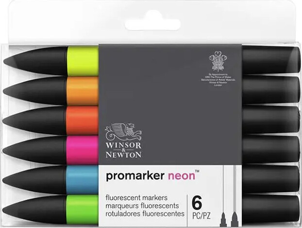 Winsor & Newton - Promarker Neon Tusser - 6 Farver