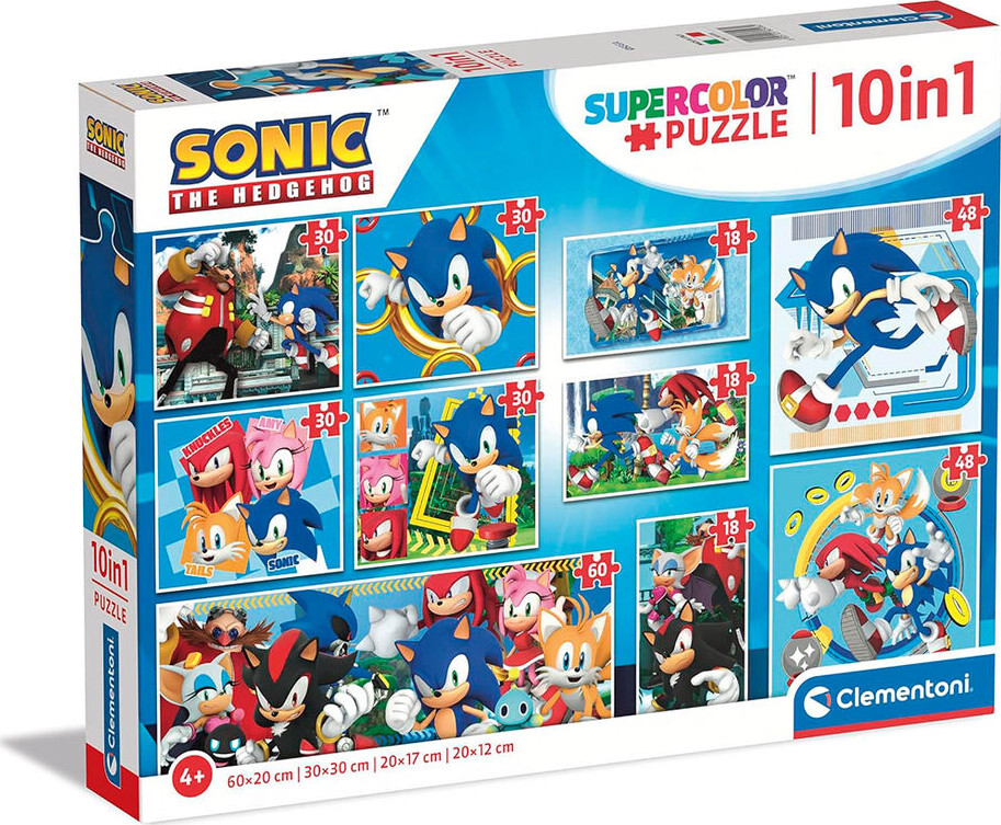 Clementoni Puslespil - 10-i-1 Sonic - 30-60 Brikker