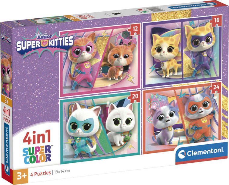 Disney Puslespil - Super Kitties - Super Color - Clementoni - 4 Stk
