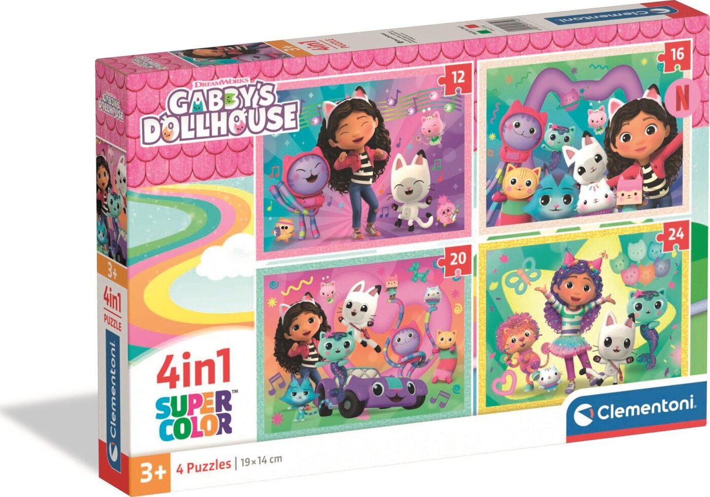 Clementoni - Gabby's Dollhouse Puslespil - 4-in-1 Super Color