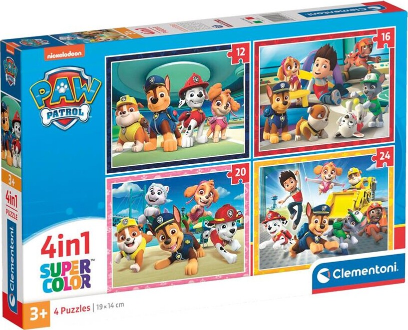 Paw Patrol Puslespil - Super Color - Clementoni - 4 Stk