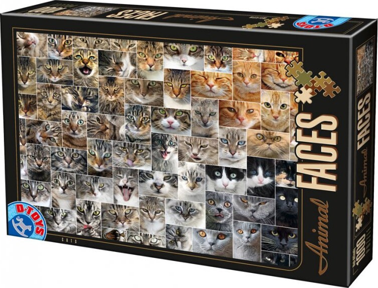 Puslespil Med 1000 Brikker - Katte Ansigter