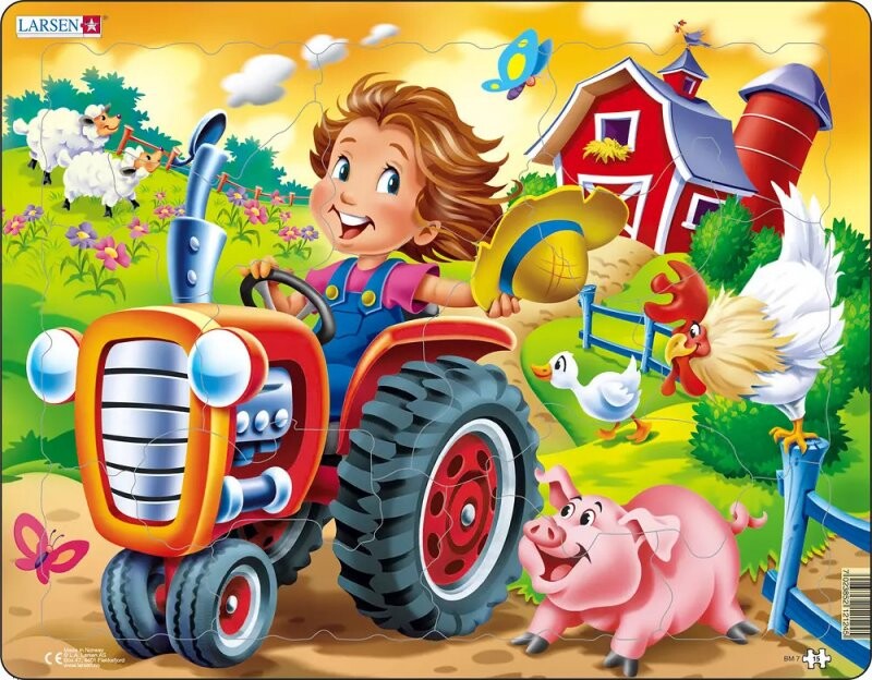 Larsen Puslespil - Barn På Traktor - 15 Brikker