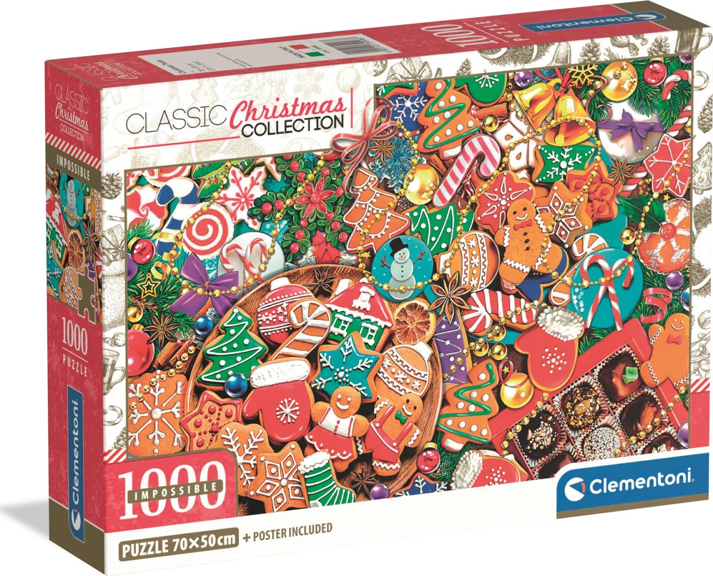 Clementoni Puslespil - 1000 Brikker - Classic Christmas Impossible - Slik