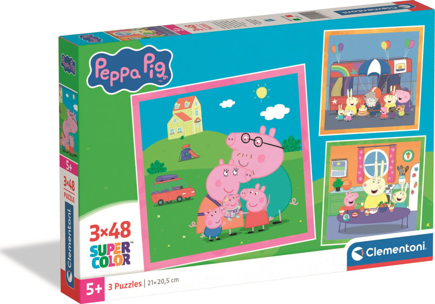 Clementoni - Peppa Pig Puzzle - 3x48 Brikker - Gurli Gris Puslespil billede