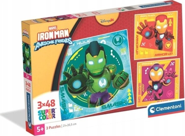 Clementoni - Iron Man Awesome Friends Puzzle - 3x48 Brikker