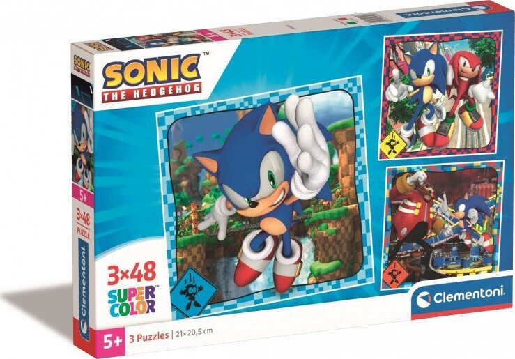 Sonic Puslespil - Super Color - 3x48 Brikker - Clementoni
